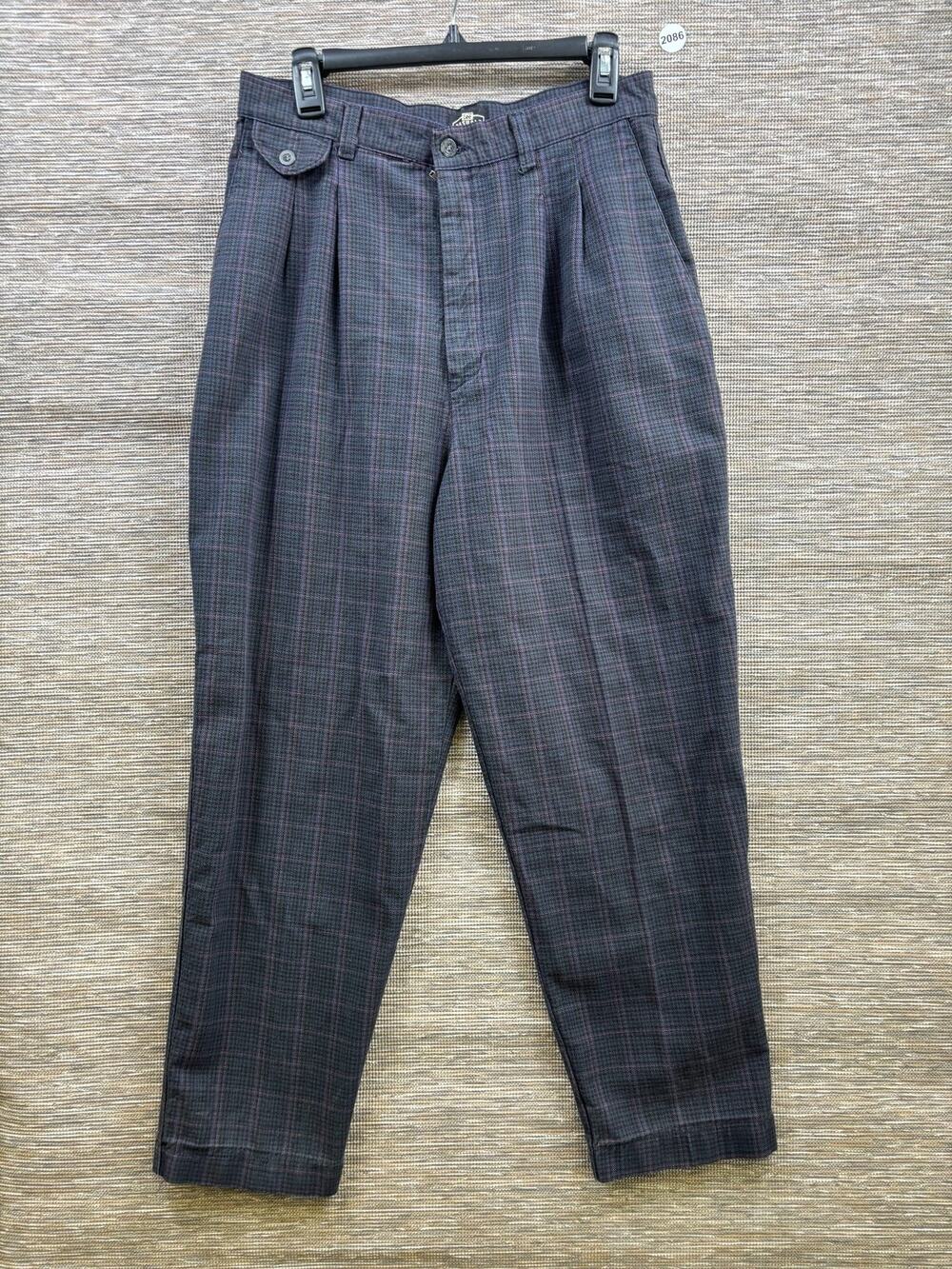 Lee Dress Pants Womens 16P Gray Plaid Twill Pleated Wrinkle Free Career Office